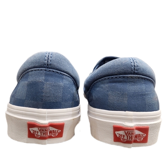 Vans Classic Slip On Tonal Check Coronet Blue Canvas  Mens 6.5 Womens 8 NWOT - Picture 3 of 7